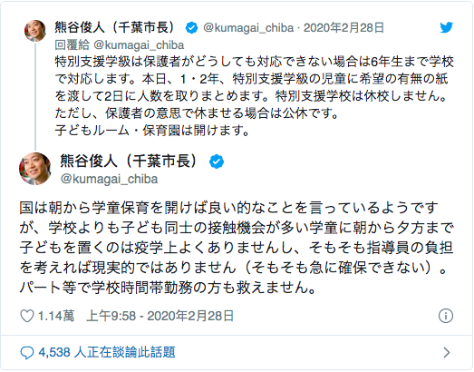 圖片來源：擷取自熊谷俊人Twitter