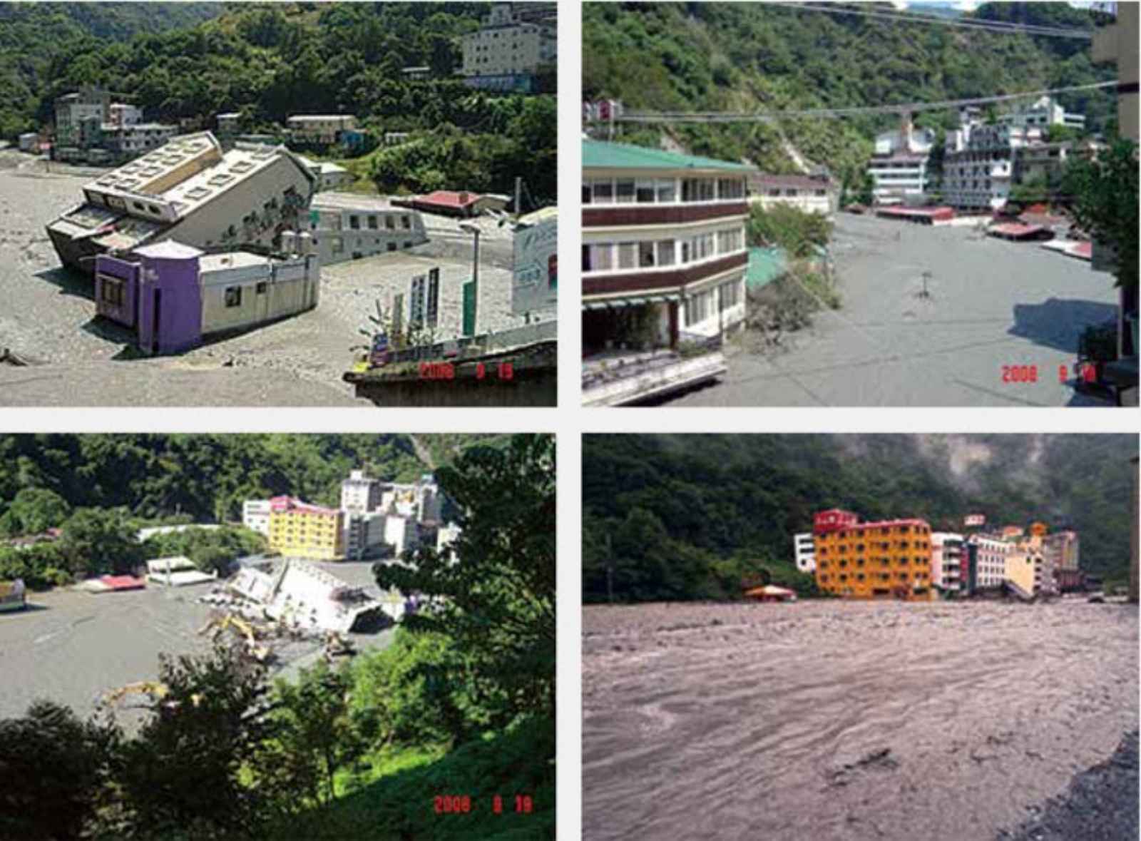 辛克樂颱風重創廬山溫泉區。來源：水利署網站