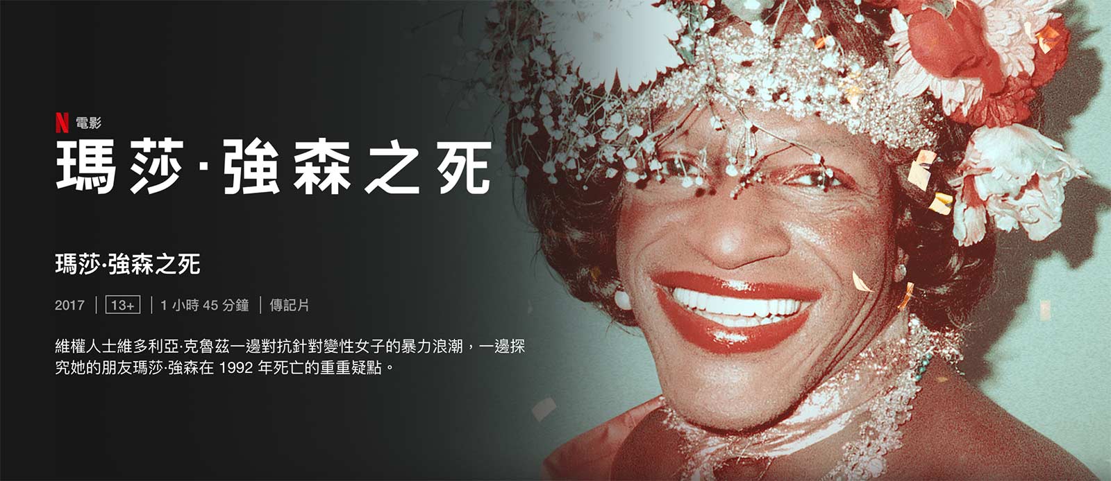《瑪莎．強森之死》紀錄1960至90年代，在美國積極推動同志自由運動的變裝皇后強森的故事。