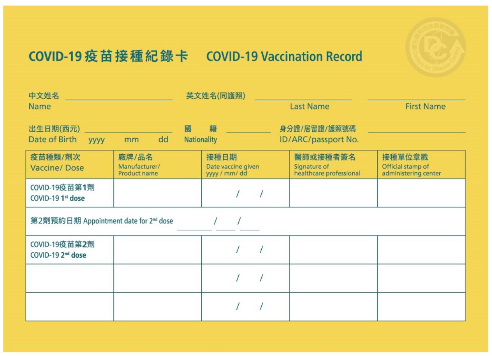 新冠疫苗-接種證明-疫情-新冠疫苗接種紀錄卡-新冠肺炎