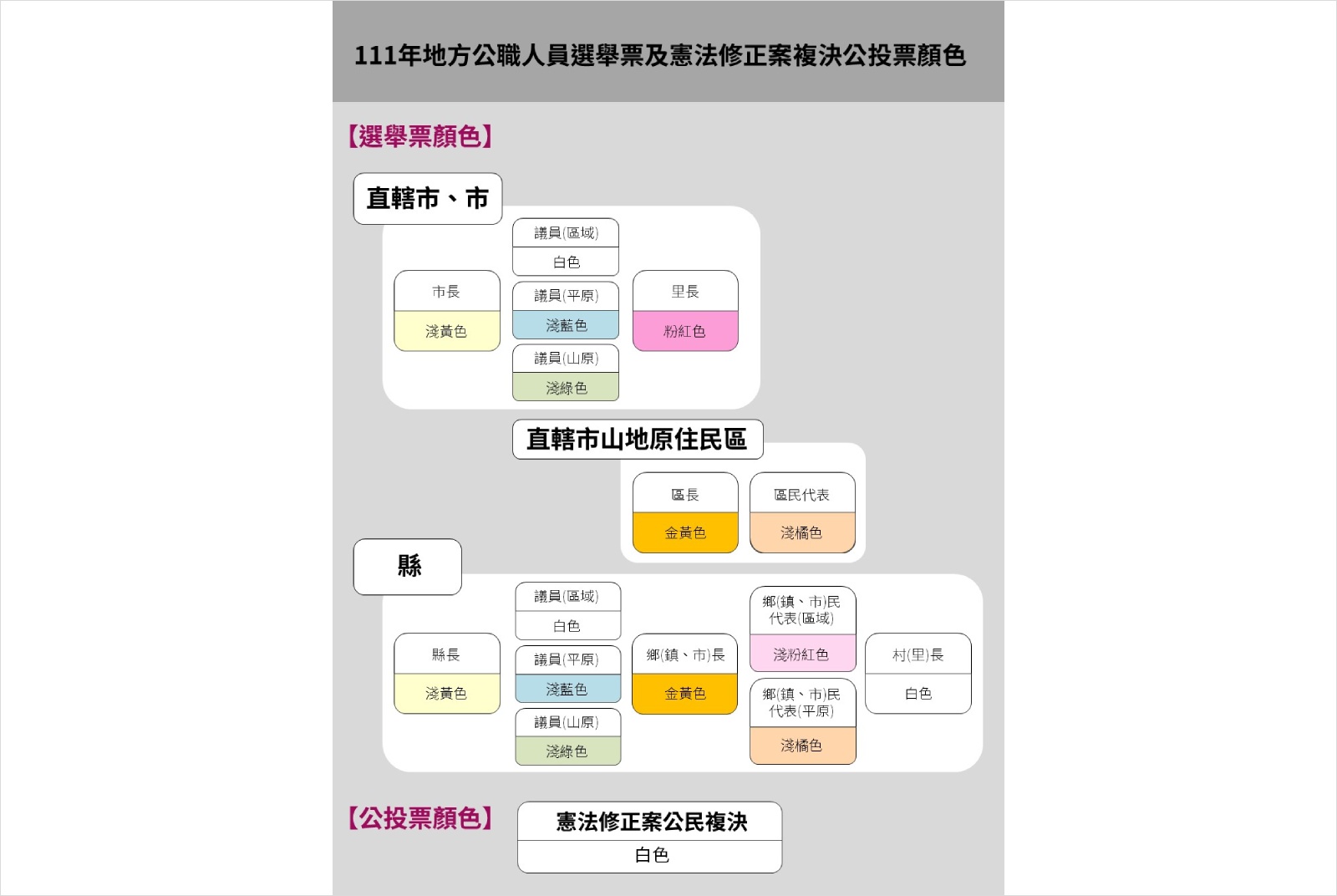 2022大選-選票顏色-九合一-地方公職人員選舉-政治-選舉-公投-18歲公民權-城市治理