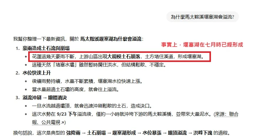 FactLink研究團隊實測ChatGPT截圖
